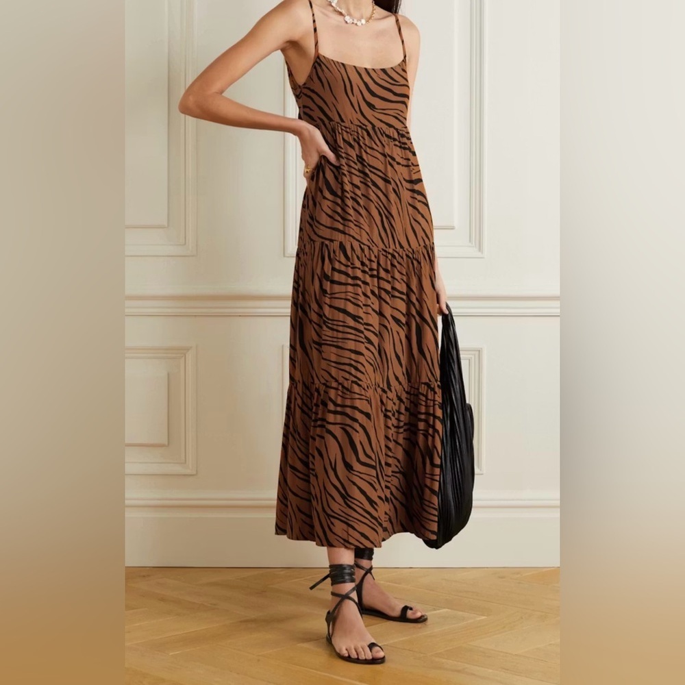 FAITHFULL THE BRAND Corvina Animal Print Midi Dress, Size 2